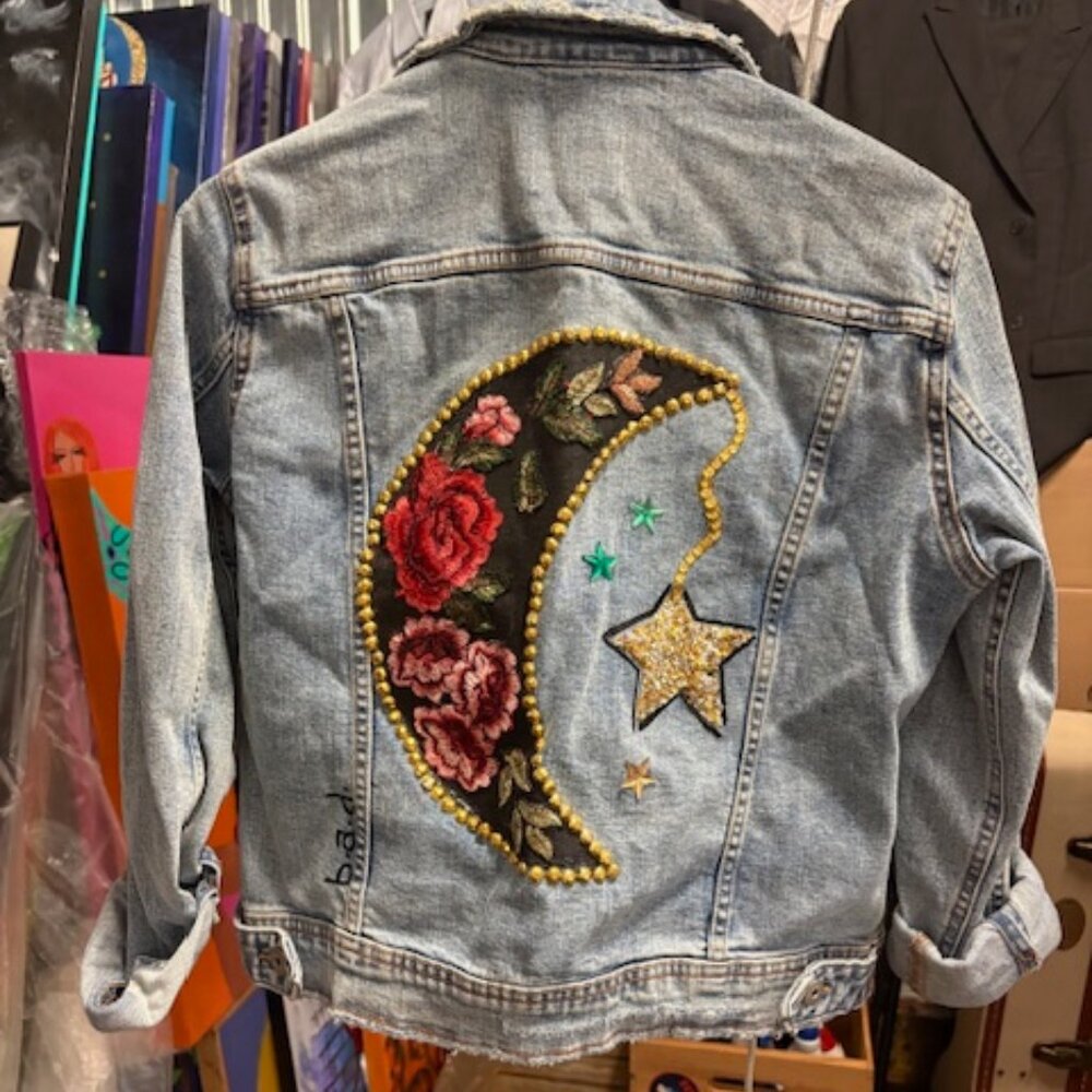Street-worn look denim jacket featuring one-of-a-kind original art